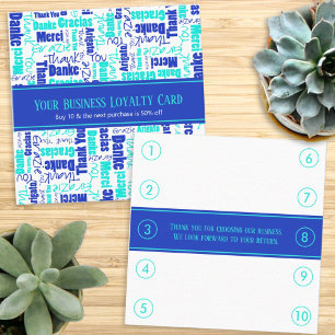 Multilingual Thank You Business Loyalty Punch Square Business Card