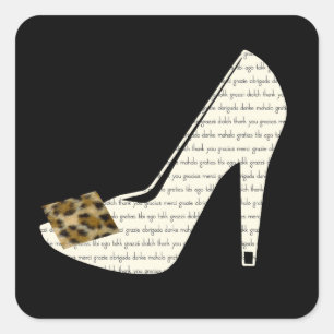 Multilingual Thank You Leopard Print Shoe Stickers