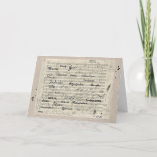Multilingual Thank You Music Score Card