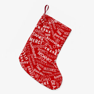 Multilingual Thank You Text Red Christmas Stocking