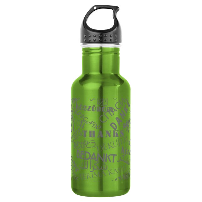 Multilingual Thank You Text Water Bottle Your Gift (Front)