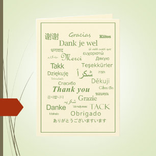 Multilingual "Thank You" Typography All Occasions Thank You Card