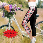 Multilingual Thank You Typography Vertical Stripes Capri Leggings<br><div class="desc">These leggings feature a red bordered red and black multilingual typography word cloud "Thank You" along each leg over a white background.</div>