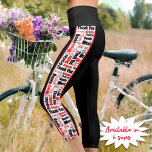 Multilingual Thank You Typography Vertical Stripes Capri Leggings<br><div class="desc">These leggings feature a red bordered red and black multilingual typography word cloud "Thank You" along each leg over a white background.</div>