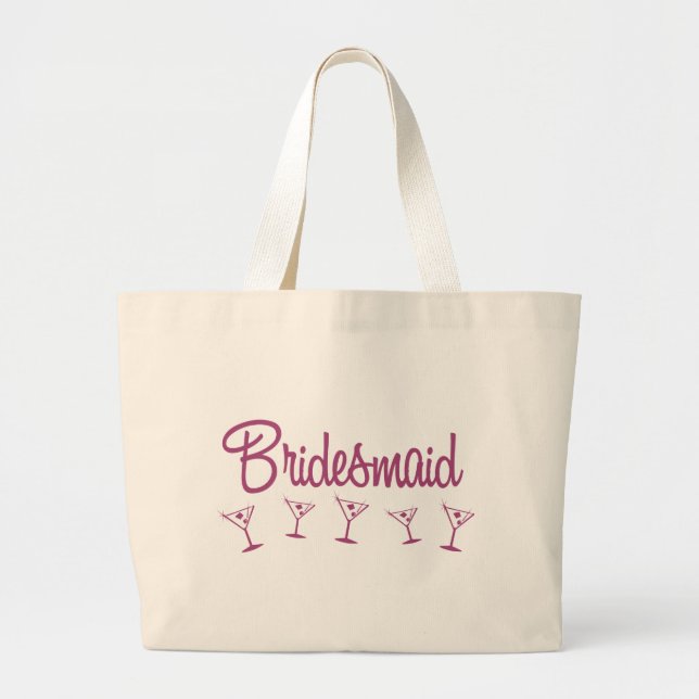 MultiMartini-Bridesmaid-Pink Large Tote Bag (Front)