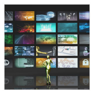 Multimedia Technology with Woman Staring at Screen Poster