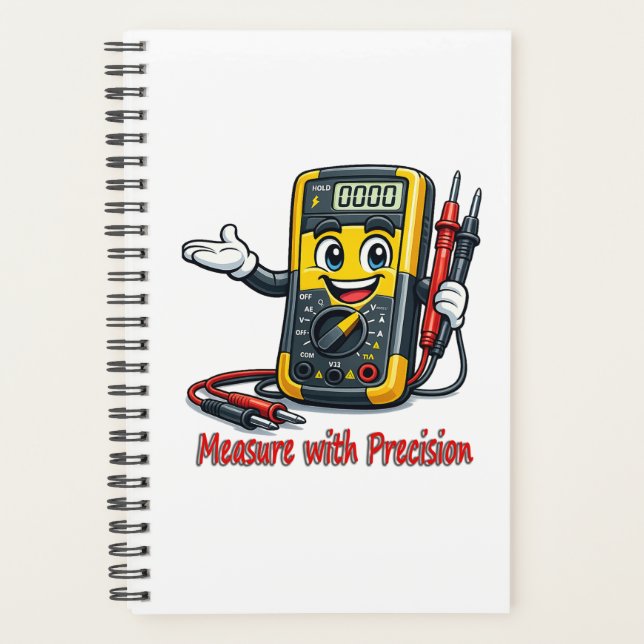 Multimeter Cartoon Measure With Precision Notebook Planner (Front)