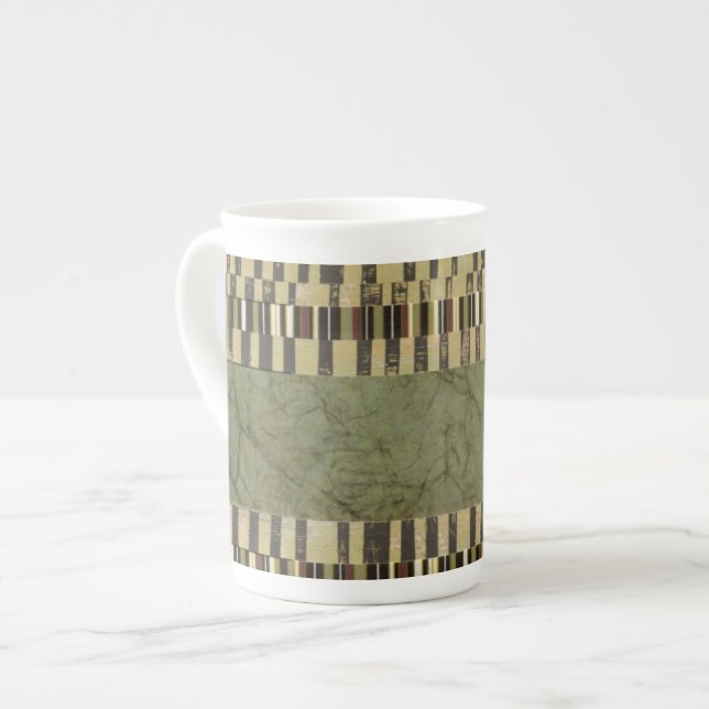 Multipatterned Panel Painting Bone China Mug (Front Left)