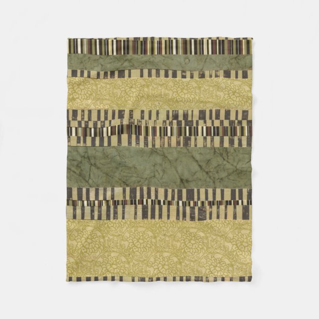 Multipatterned Panel Painting Fleece Blanket (Front)