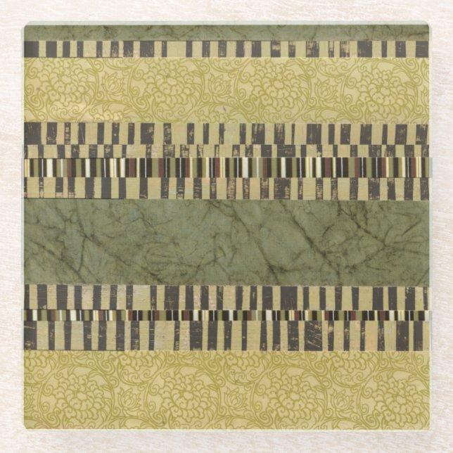 Multipatterned Panel Painting Glass Coaster (Front)