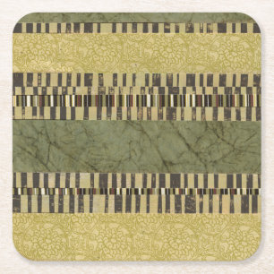 Multipatterned Panel Painting Square Paper Coaster