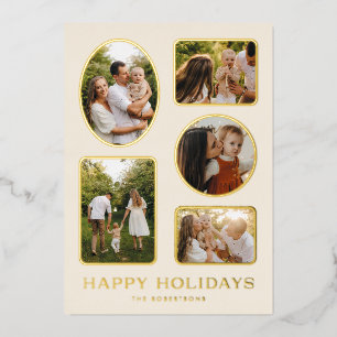 Multiphoto Classic Gold Frame Holiday Photo Card