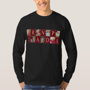 Multiphoto Pattern with Grandpa Text Photo T-Shirt