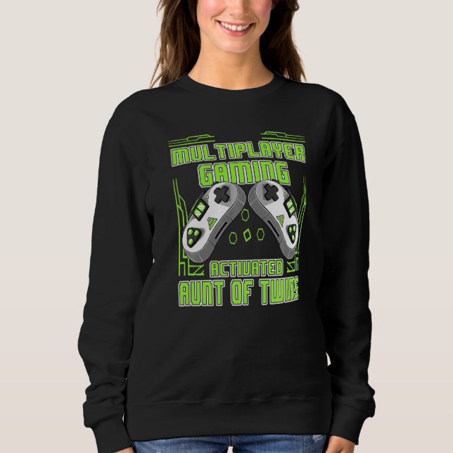 Multiplayer Gaming Aunt Of Twins Video Gamer Women Sweatshirt (Front)