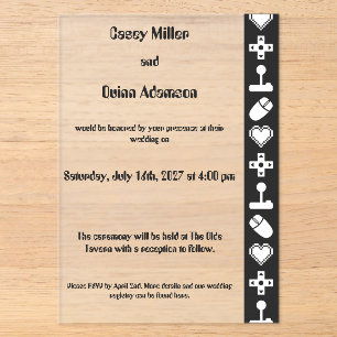 Multiplayer Mode in Black Acrylic Wedding Invitations
