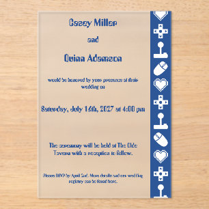 Multiplayer Mode in Blue Acrylic Wedding  Invitations