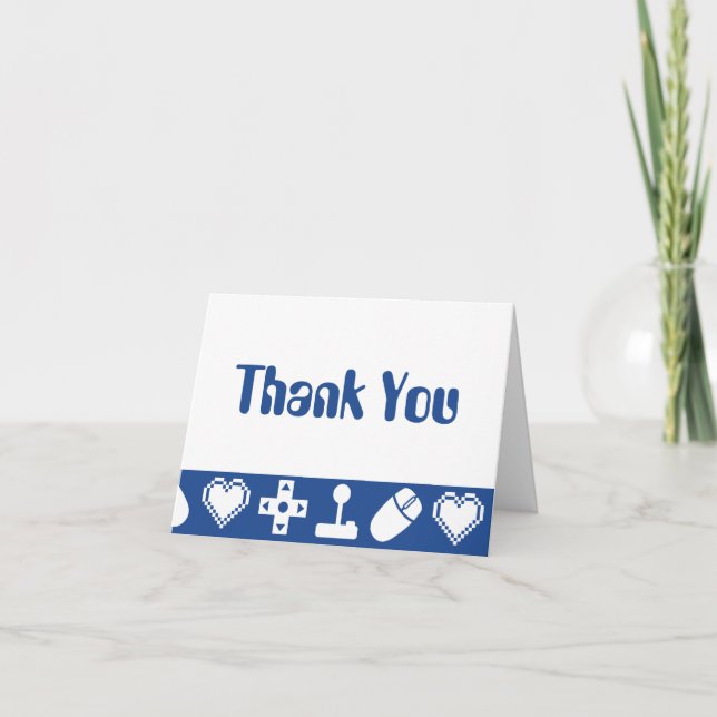 Multiplayer Mode in Blue Thank You Card (Front)
