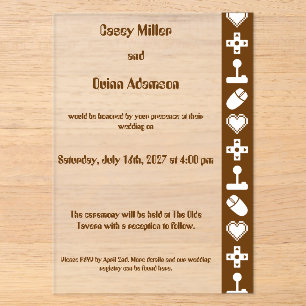 Multiplayer Mode in Chocolate Acrylic Wedding  Invitations