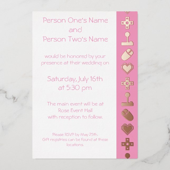 Multiplayer Mode in Petal Pink Foil Invitation (Front)