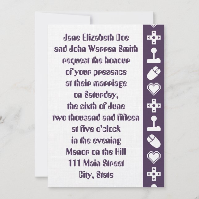 Multiplayer Mode in Purple Wedding Invitation (Front)