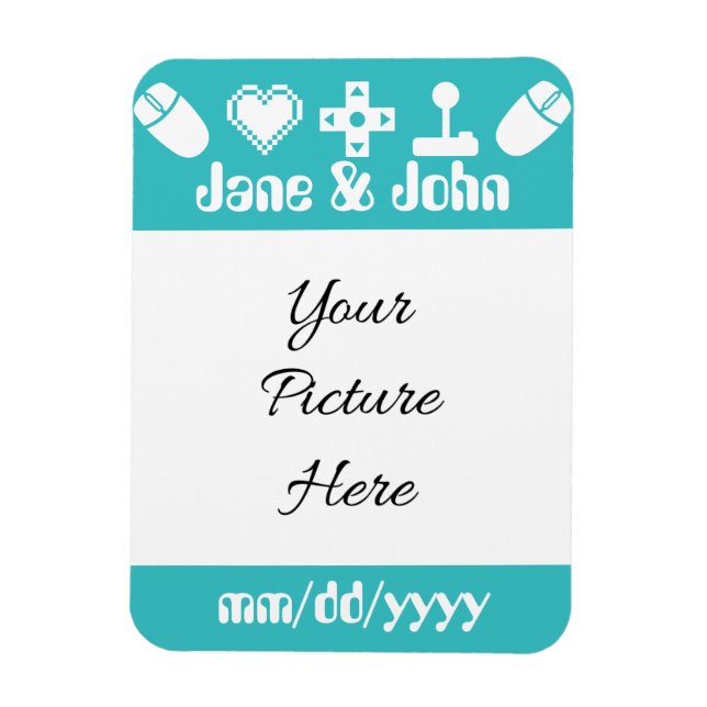 Multiplayer Mode in Turquoise Save-the-Date Magnet (Vertical)