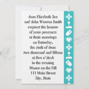 Multiplayer Mode in Turquoise Wedding Invitation