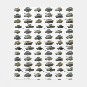Multiple American WW2 Tanks and Armoured Vehicles Fleece Blanket