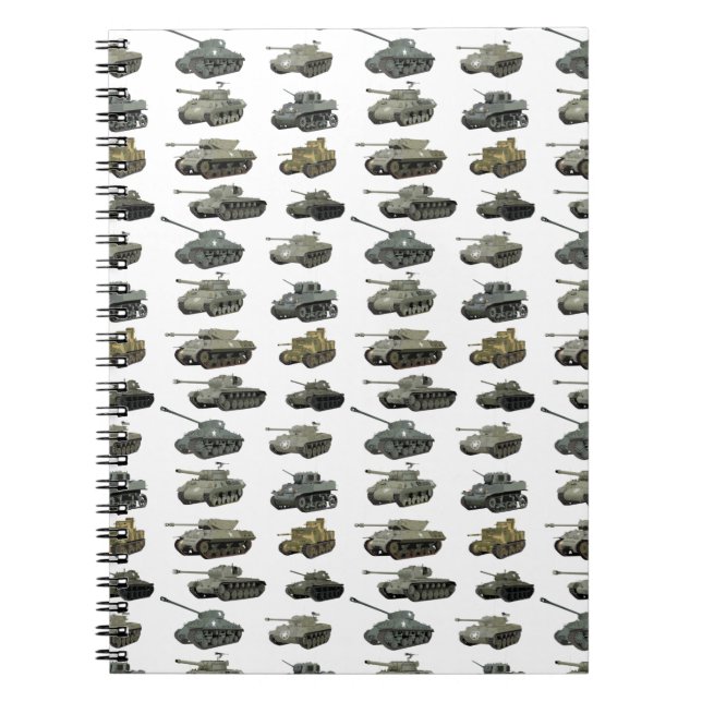 Multiple American WW2 Tanks and Armoured Vehicles Notebook (Front)