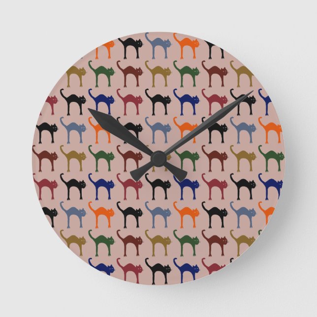 multiple cats ~ animal pattern round clock (Front)