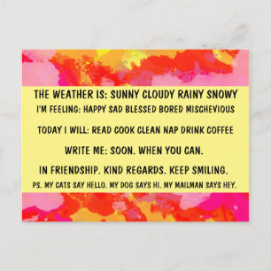 MULTIPLE CHOICE Funny lazy person retro POSTCARD
