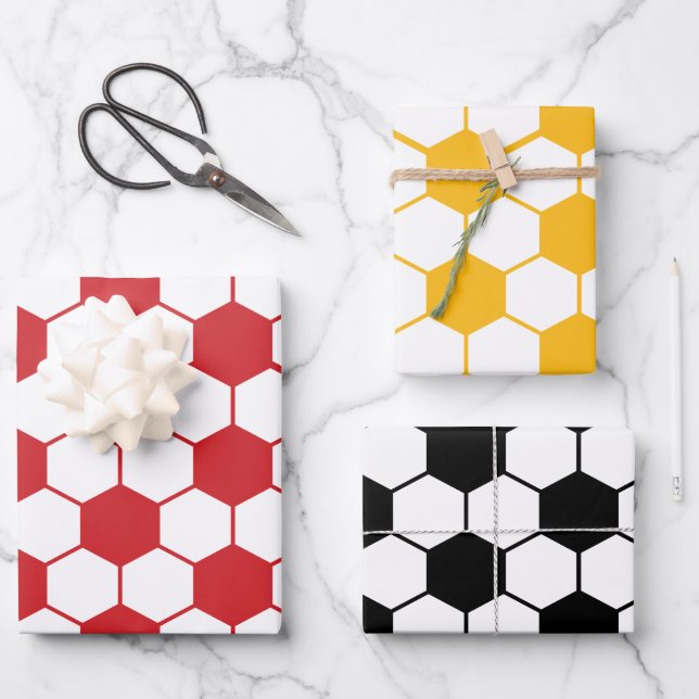 Multiple Color Soccer ball pattern Wrapping Paper (Front)