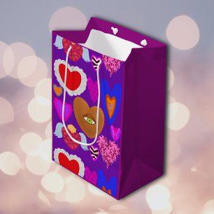 Multiple colourful hearts Valentine Medium Gift Bag