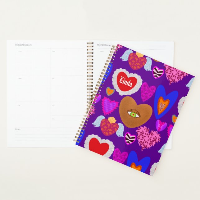 Multiple colourful hearts Valentine Planner (Display)