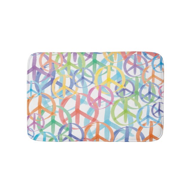 Multiple Colours of Peace Symbols Bath Mat (Front)