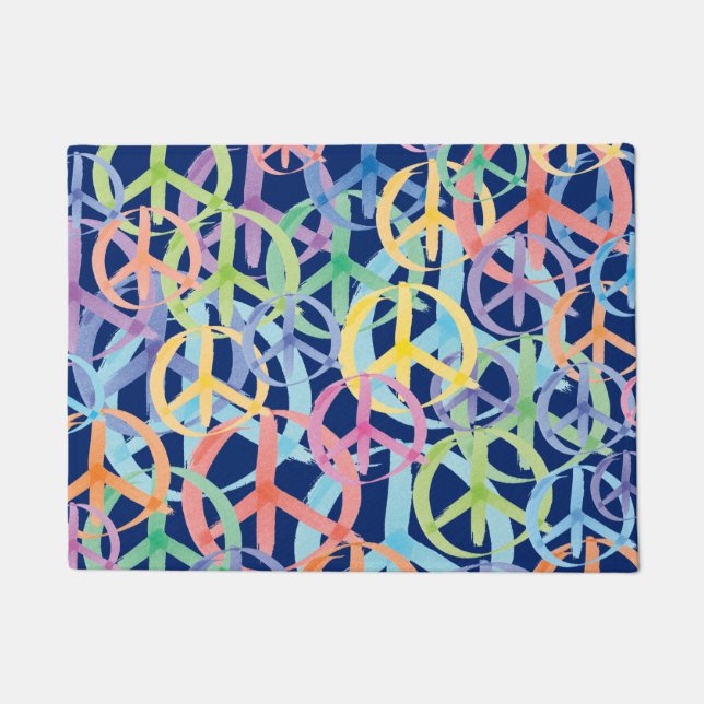 Multiple Colours of Peace Symbols Doormat (Front)