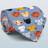 Multiple Cute Kitty Cats Blue Pattern