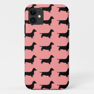 Multiple Dachshund Pattern on Rose background iPhone 11 Case