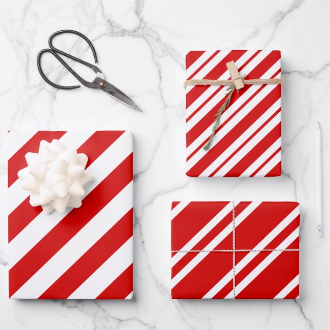 Multiple Diag Stripe Patterns DIY Colours White Re Wrapping Paper Sheet (Front)
