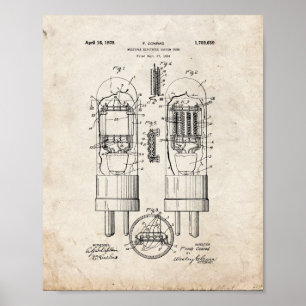 Multiple-electrode Vacuum Tube Patent - Old Look Poster