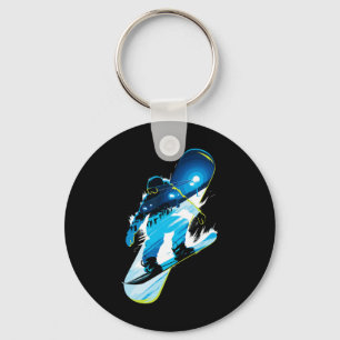 Multiple Exposure Art Snowboard Snowboarding Snowb Key Ring