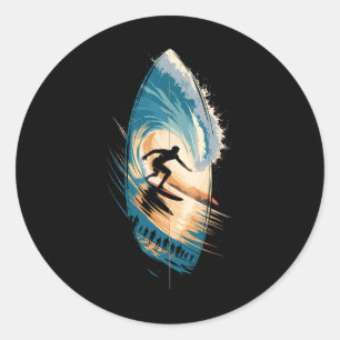 Multiple Exposure Surf Surfboard Surfing Surfboard Classic Round Sticker