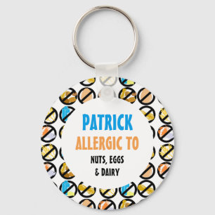 Multiple Food Allergies Personalised Kids Key Ring
