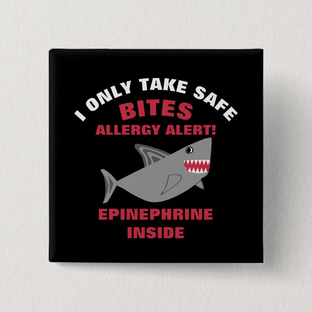 Multiple Food Allergy Alert Shark Button (Front)