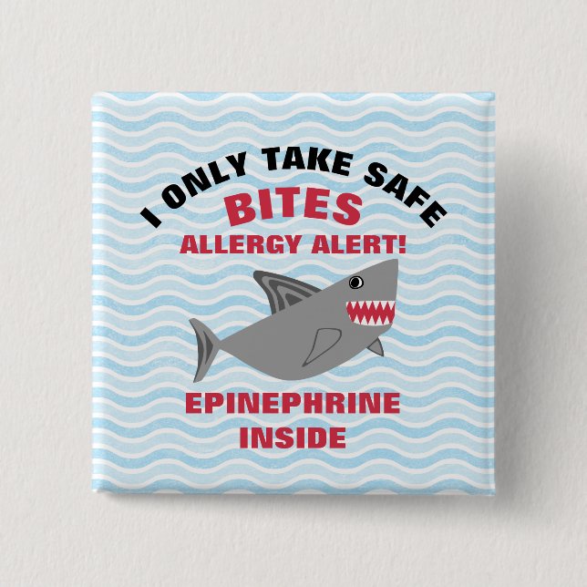 Multiple Food Allergy Alert Shark Button (Front)