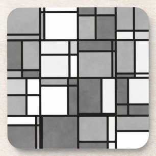 Multiple Grey White Mondrian Inspired Pattern Coaster