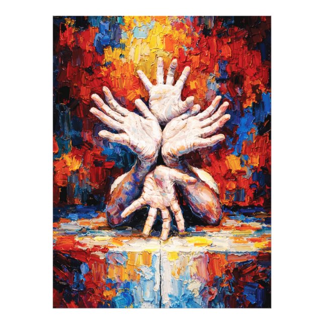 Multiple Hands Reaching Upward Expressive Abstract Photo Print (Front)