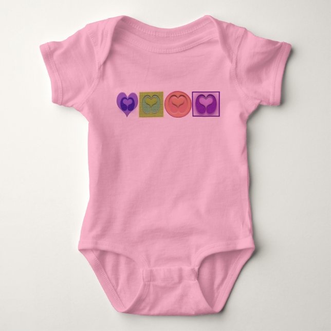 Multiple Hearts & Colours Baby Bodysuit (Front)