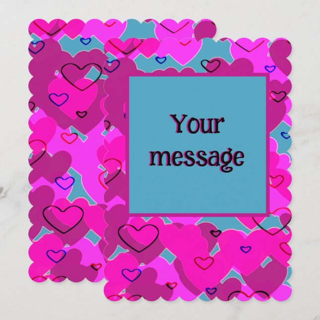 Multiple hearts design holiday card (Front/Back)