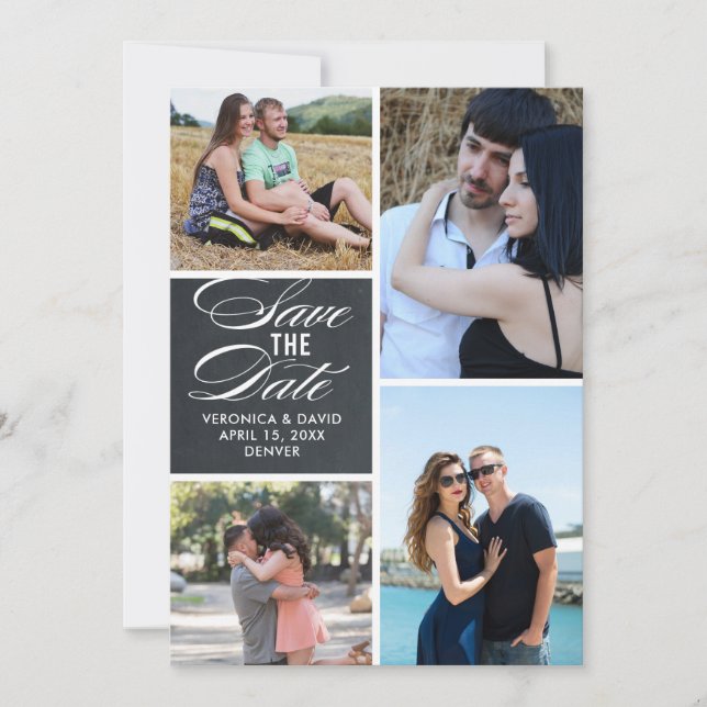 Multiple images portrait wedding save the date (Front)