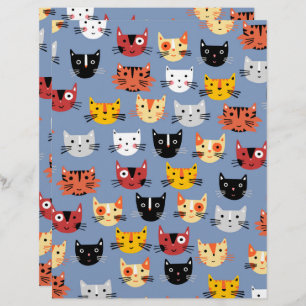 Multiple Kitty Cats Cute Pattern Scrapbook Paper